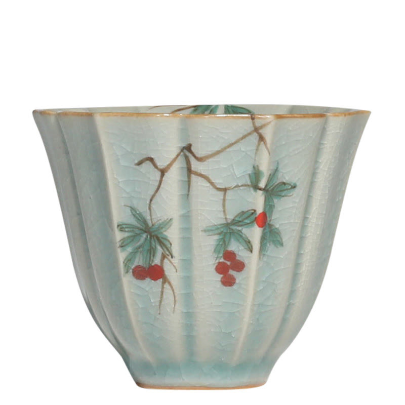 Tasse à thé Kung Fu en céramique de cornouiller de nèfle 75 ml Décor zen