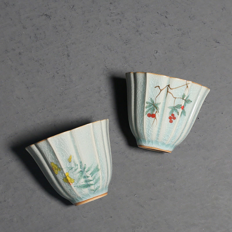 Tasse à thé Kung Fu en céramique de cornouiller de nèfle 75 ml Décor zen