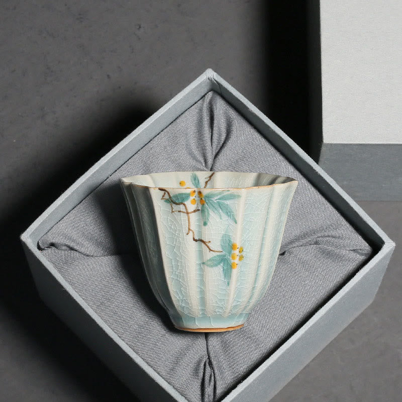 Tasse à thé Kung Fu en céramique de cornouiller de nèfle 75 ml Décor zen