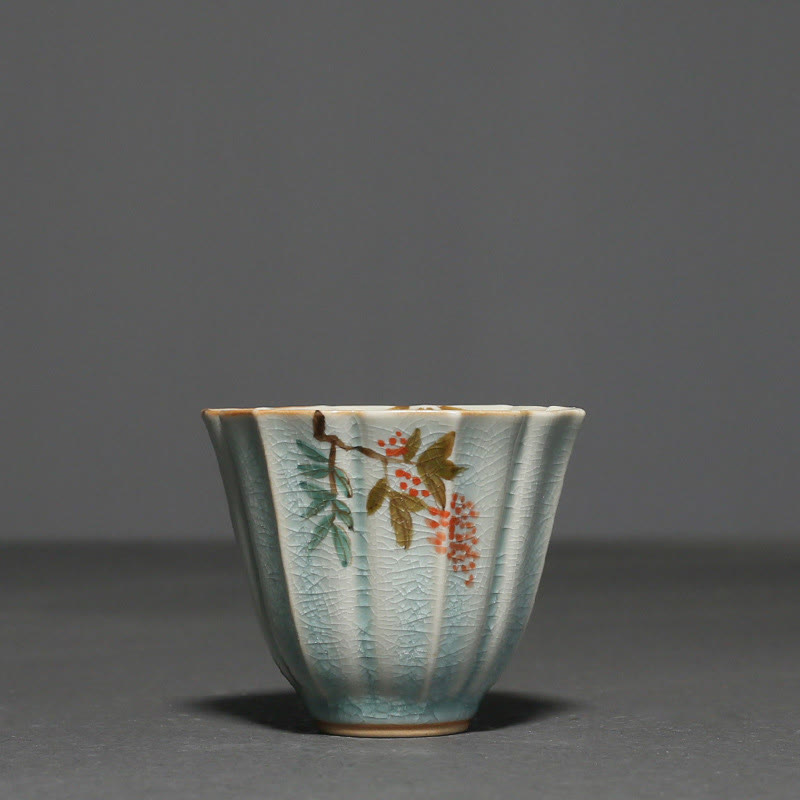 Tasse à thé Kung Fu en céramique de cornouiller de nèfle 75 ml Décor zen