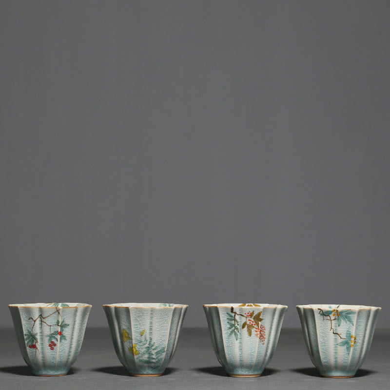 Tasse à thé Kung Fu en céramique de cornouiller de nèfle 75 ml Décor zen