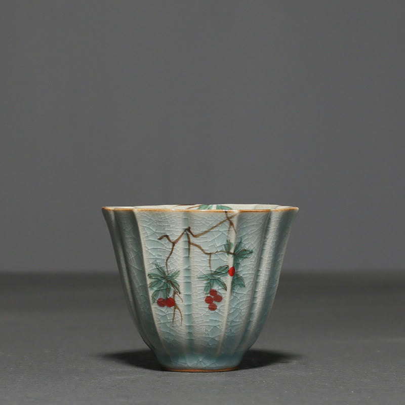 Tasse à thé Kung Fu en céramique de cornouiller de nèfle 75 ml Décor zen