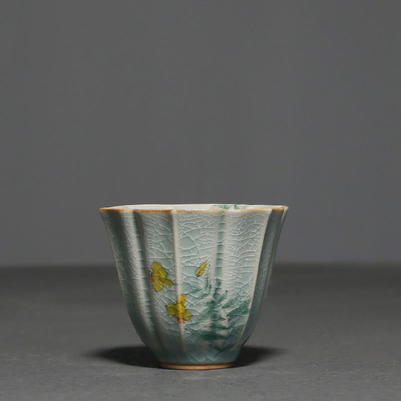 Tasse à thé Kung Fu en céramique de cornouiller de nèfle 75 ml Décor zen
