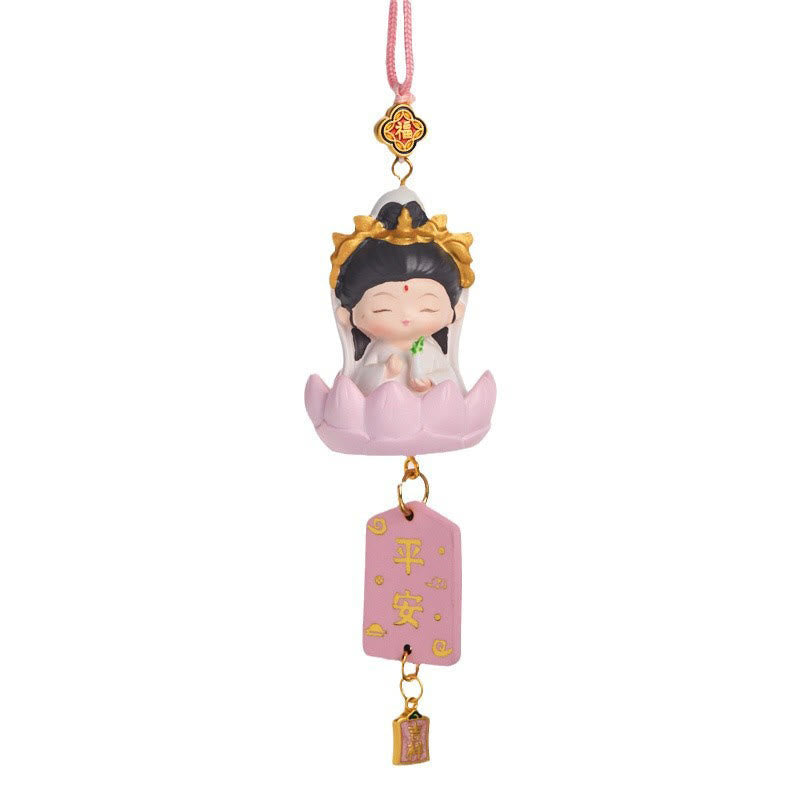 Lotus Avalokitesvara Bouddha Fu Voiture Suspendue 34cm