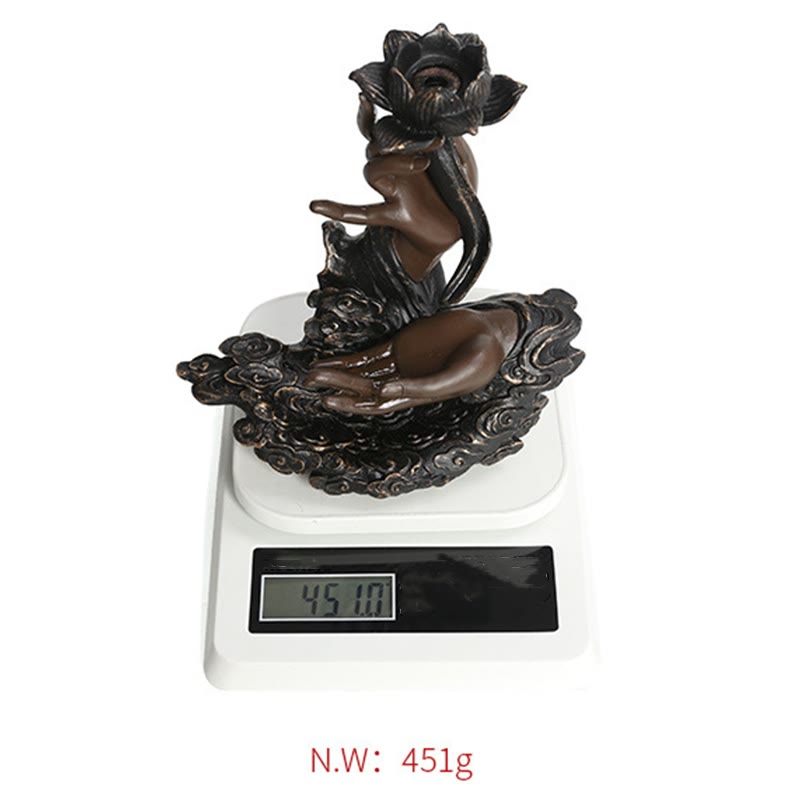 Brûleur d'encens à reflux en résine en forme de main de Bouddha de lotus 17,9 cm