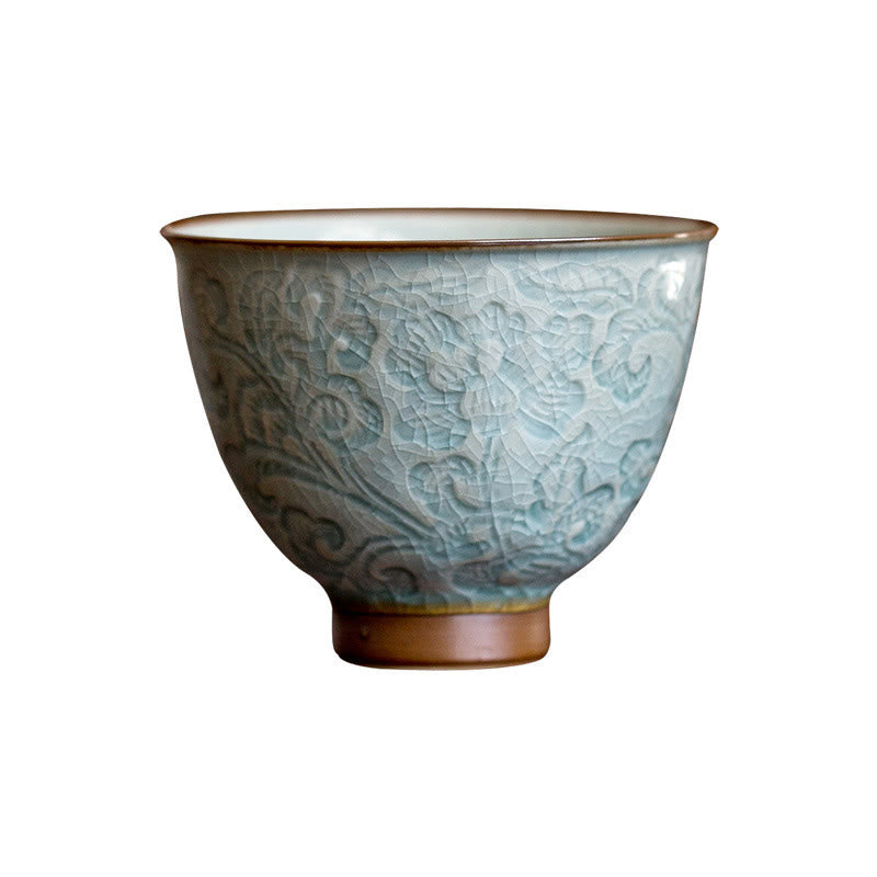 Tasse à thé en céramique sculptée Lotus Zen Decor 95 ml