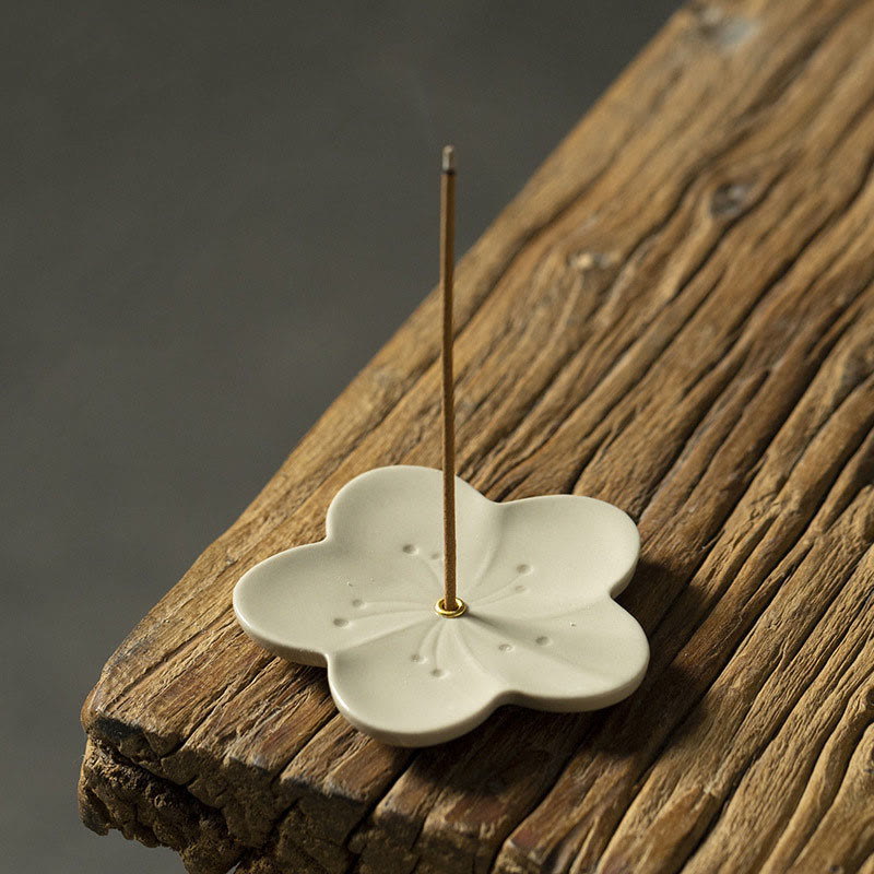 Brûleur d'encens en céramique Lotus au motif floral pour la sérénité