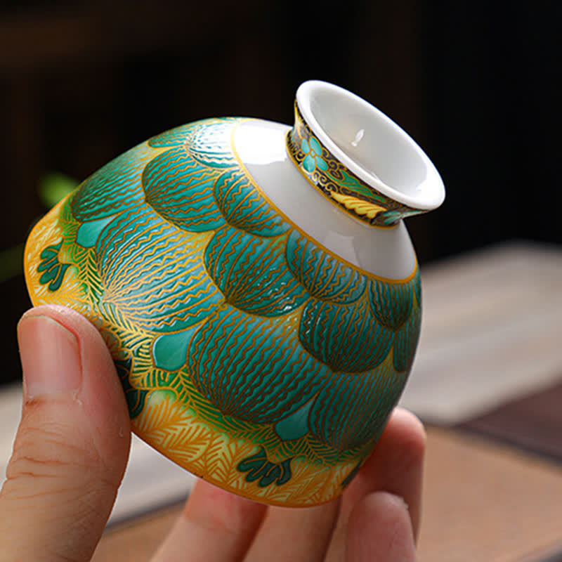 Tasse à thé en céramique motif lotus 100 ml | Vaisselle