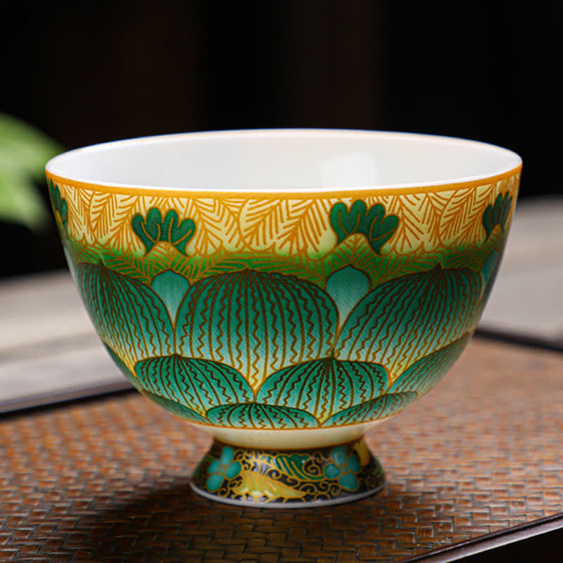 Tasse à thé en céramique motif lotus 100 ml | Vaisselle