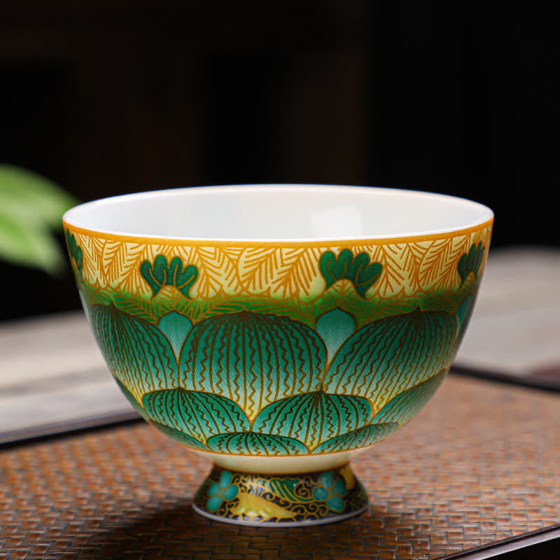 Tasse à thé en céramique motif lotus 100 ml | Vaisselle