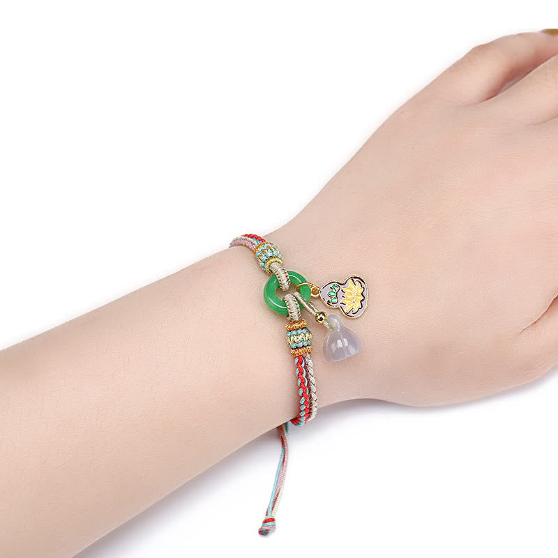 Bracelet d'harmonie en jade calcédoine lotus avec boucle de paix