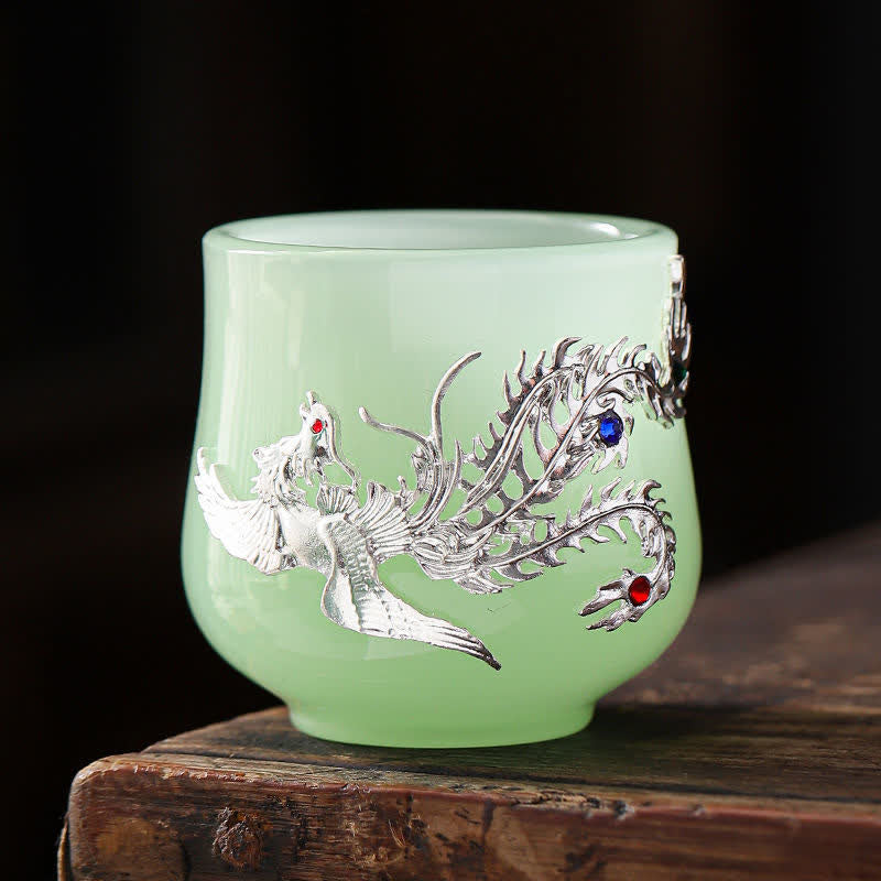 Tasse à thé en céramique Lotus Dragon Phoenix 75 ml Décor Zen