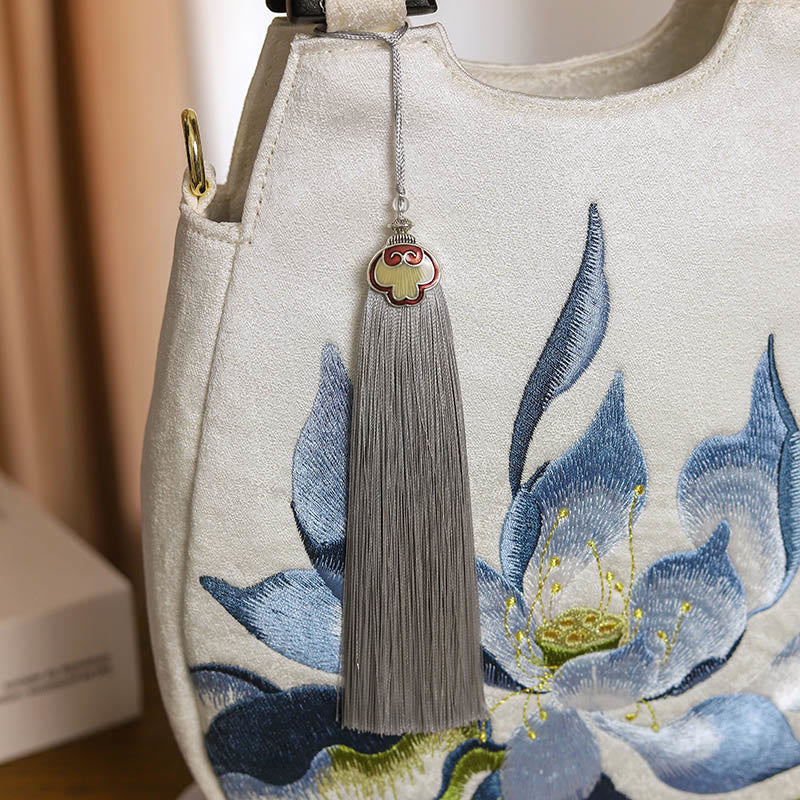 Sac à main brodé Lotus | Sac bandoulière spirituel 23 cm