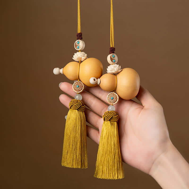 Breloque à suspendre pour voiture en forme de gourde Feng Shui Lotus