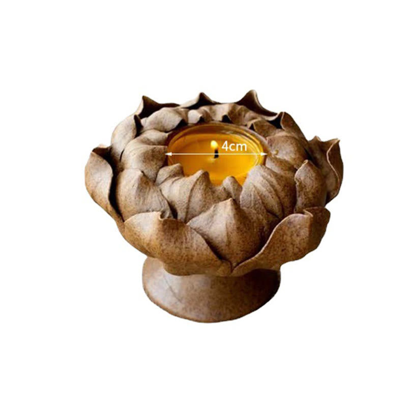 Bougeoir en céramique Fleur de Lotus 11 cm | Décoration spirituelle pour la maison
