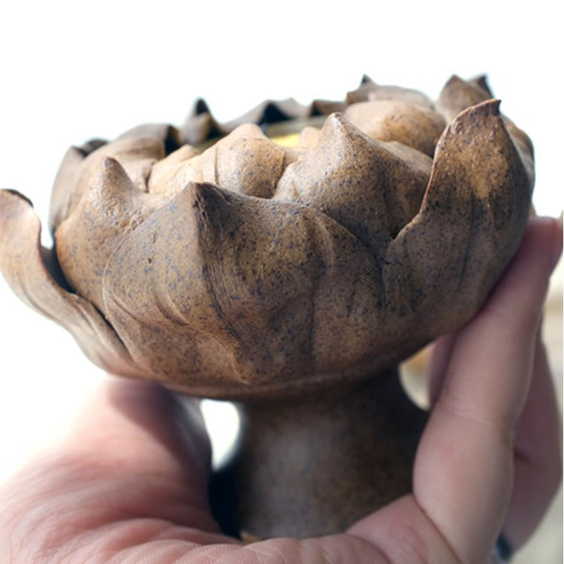 Bougeoir en céramique Fleur de Lotus 11 cm | Décoration spirituelle pour la maison