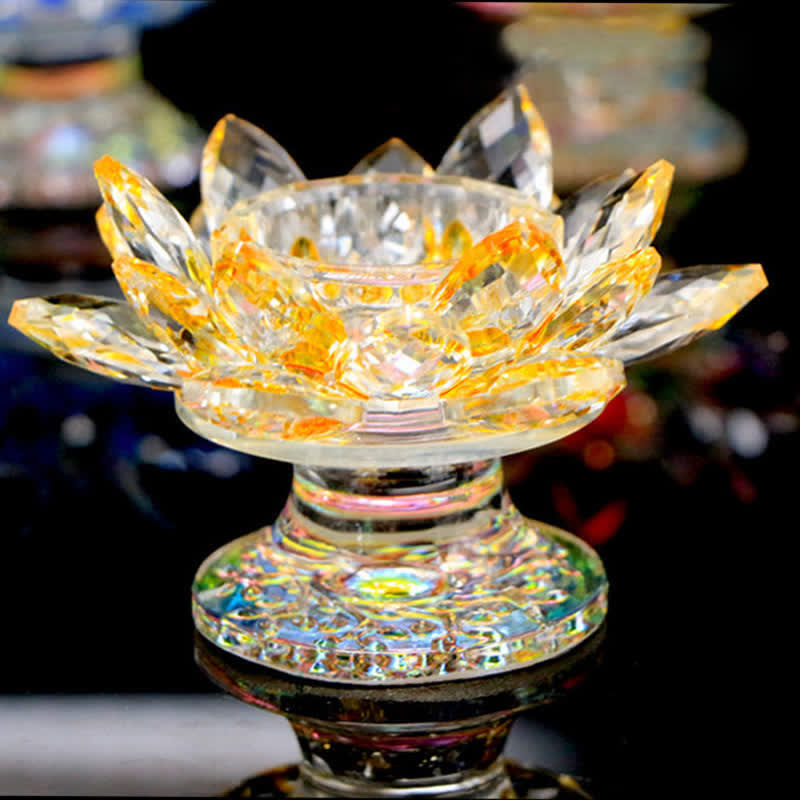 Bougeoir en cristal Fleur de Lotus | Décoration spirituelle pour la maison