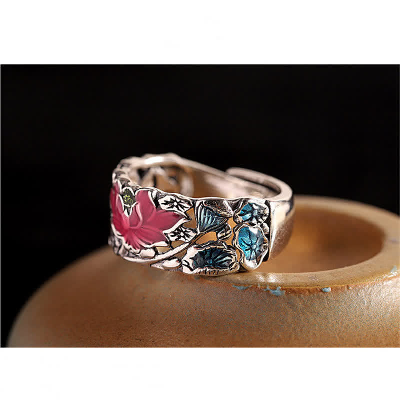 Bague Lotus Koi en argent sterling 925 pour l'illumination