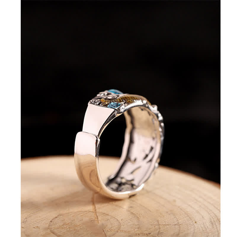 Bague Lotus Koi en argent sterling 925 pour l'illumination