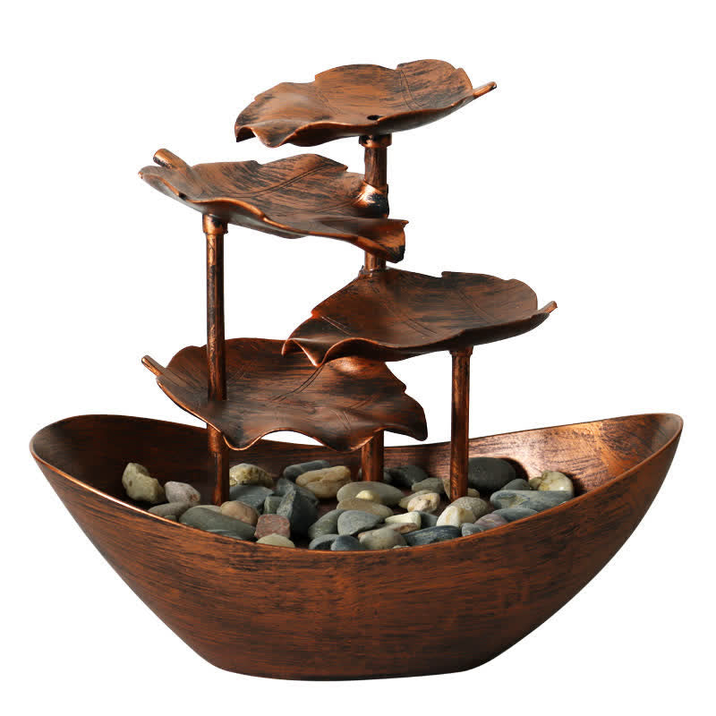 Fontaine cascade à feuilles de lotus avec LED | Décoration intérieure spirituelle