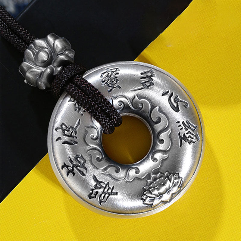 Collier Lotus en argent sterling 999 avec pendentif boucle de paix