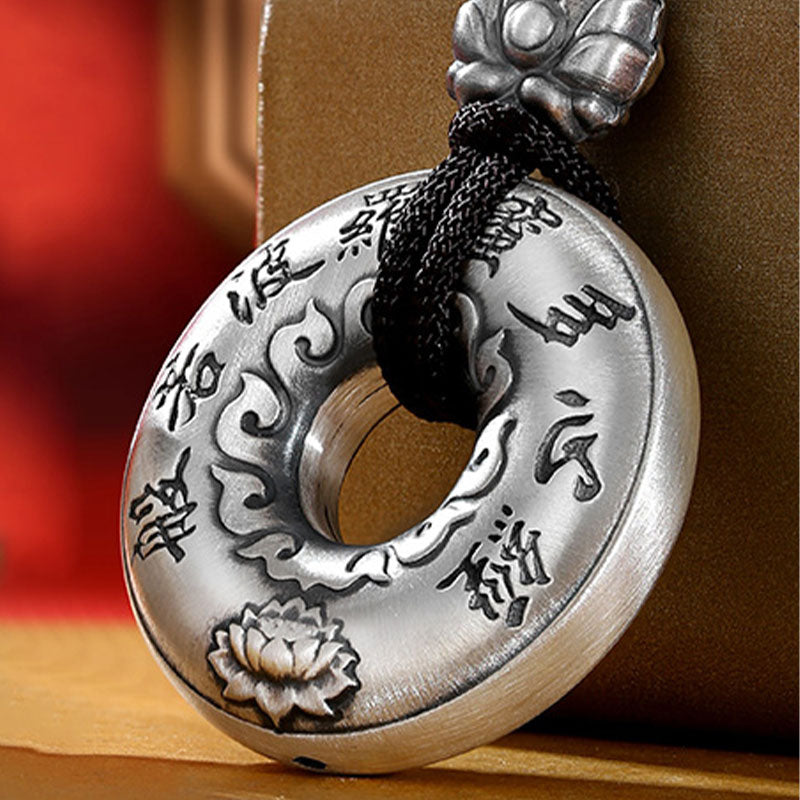 Collier Lotus en argent sterling 999 avec pendentif boucle de paix