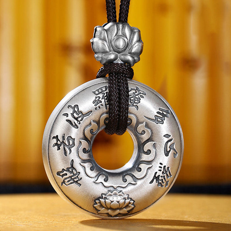 Collier Lotus en argent sterling 999 avec pendentif boucle de paix