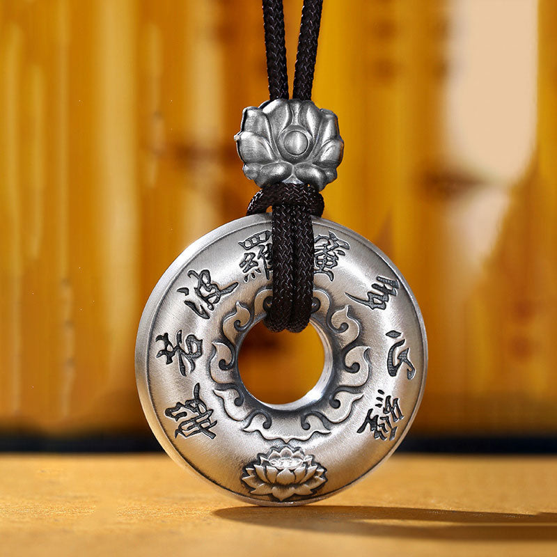 Collier Lotus en argent sterling 999 avec pendentif boucle de paix