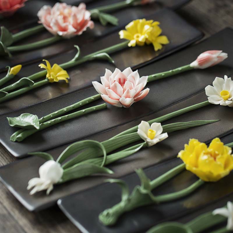 Brûleur d'encens en céramique Lotus Pivoine pour la méditation et le yoga