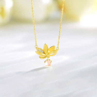 Collier Lotus et Quartz Rose pour la Protection