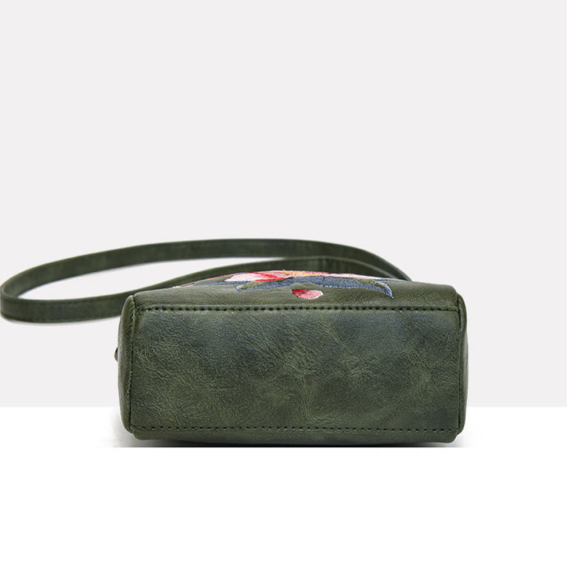 Sac bandoulière spirituel brodé Lotus Su, taille 15 cm