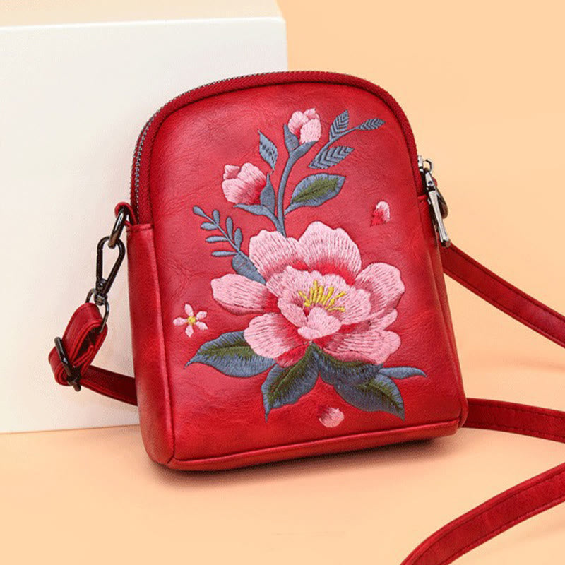 Sac bandoulière spirituel brodé Lotus Su, taille 15 cm