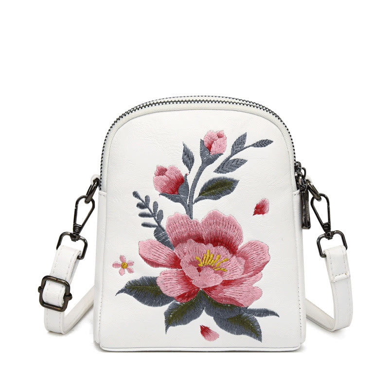 Sac bandoulière spirituel brodé Lotus Su, taille 15 cm