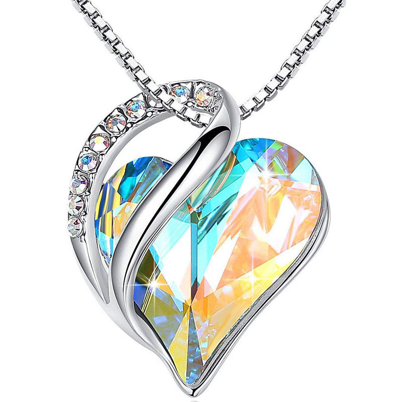 Collier pendentif d'énergie de guérison avec pierre de naissance en forme de cœur d'amour