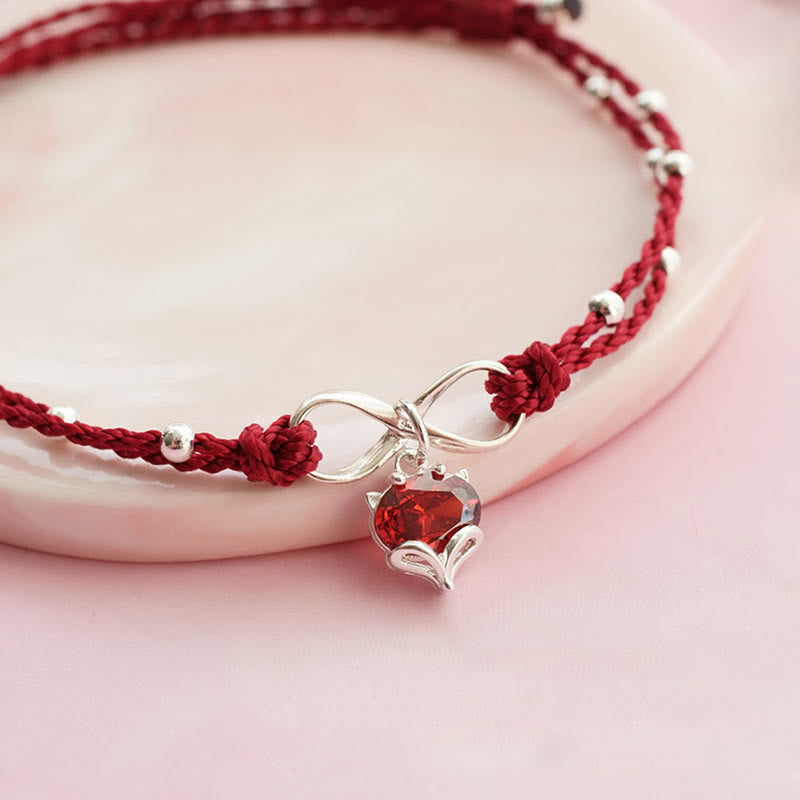 Bracelet de cheville spirituel en fil rouge avec cœur et infini pour la protection