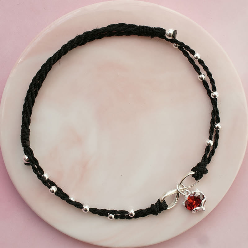 Bracelet de cheville spirituel en fil rouge avec cœur et infini pour la protection