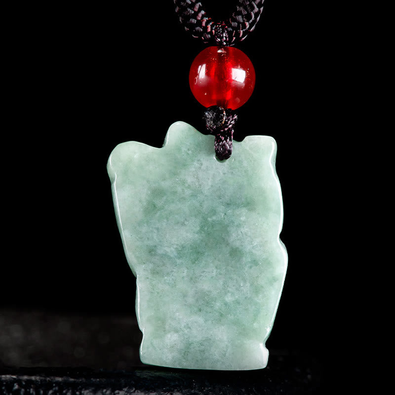 Pendentif Abondance en jade Chat porte-bonheur | Collier Prospérité
