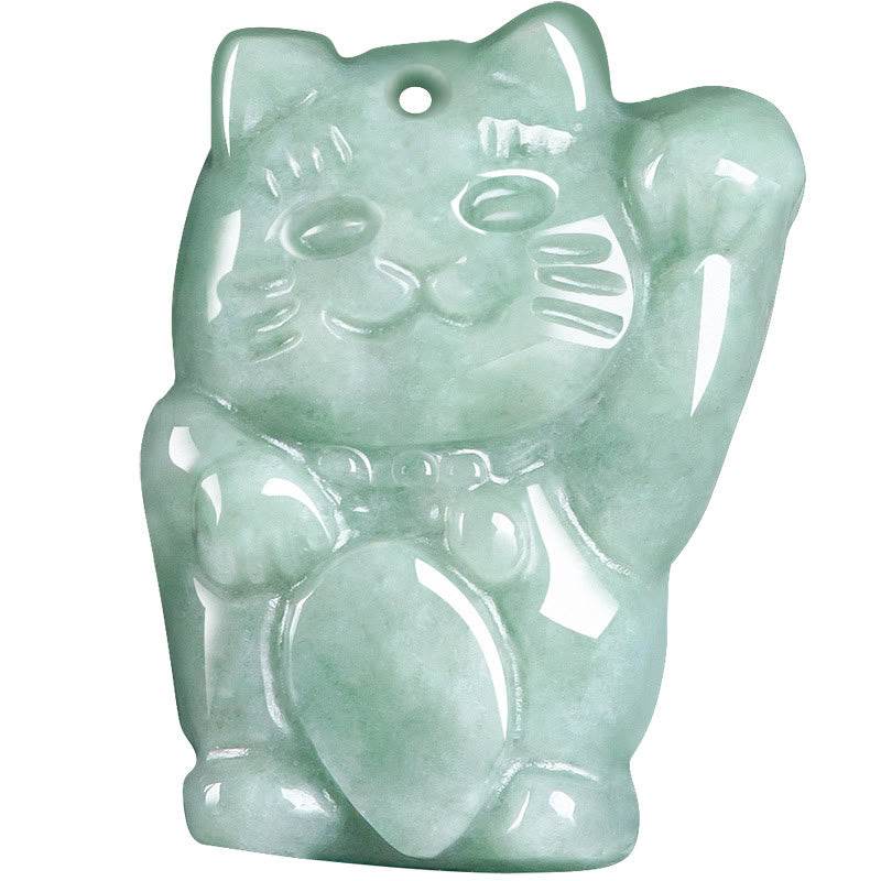 Pendentif Abondance en jade Chat porte-bonheur | Collier Prospérité