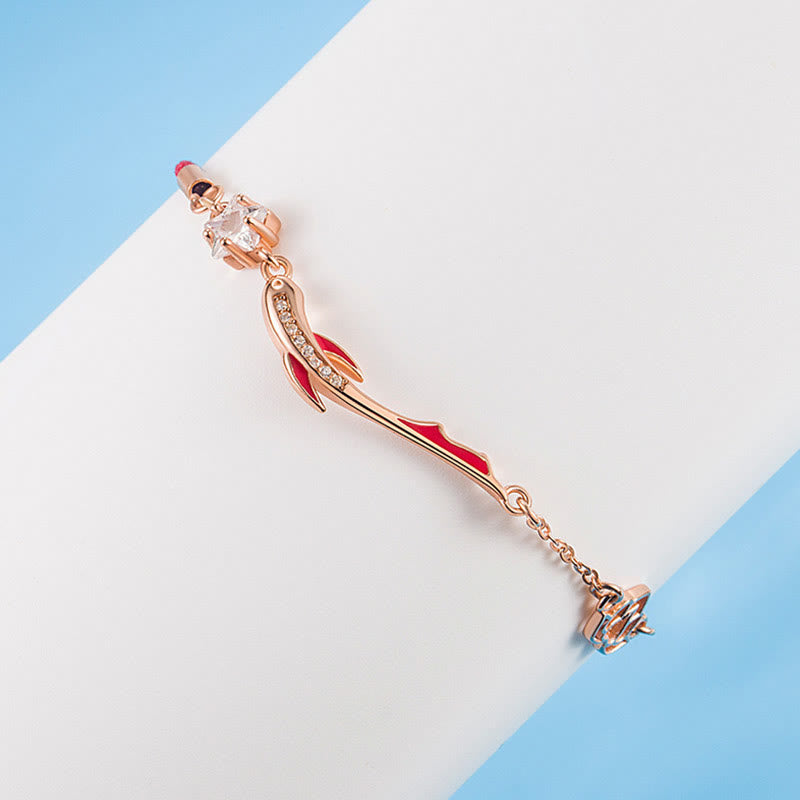 Bracelet porte-bonheur en argent sterling avec cordon rouge et poisson koï 16+3 cm