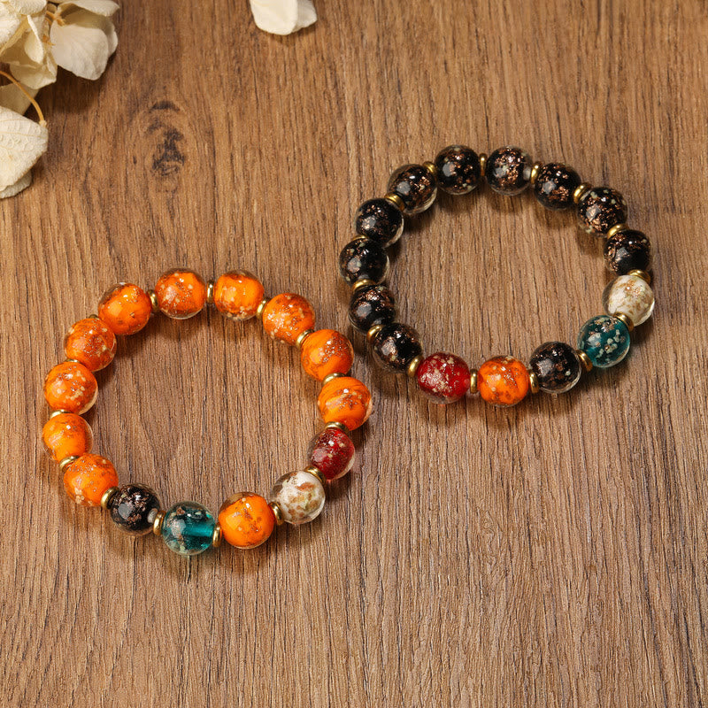 Bracelet porte-bonheur en perles spirituelles lumineuses en verre Liuli de 10 mm