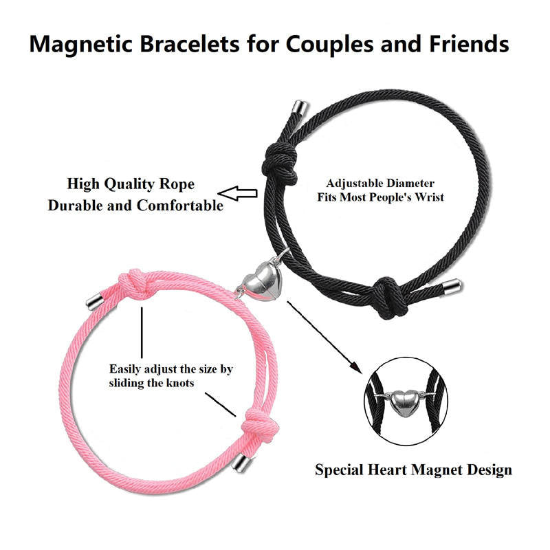 Bracelets magnétiques pour couple avec fil rouge | Protection et force