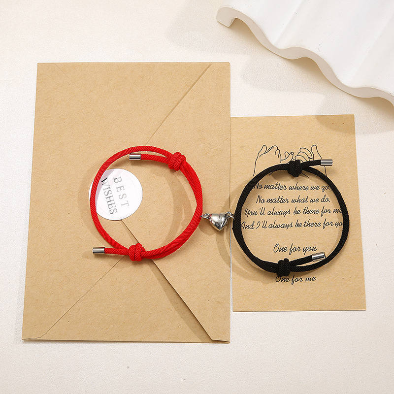 Bracelets magnétiques pour couple avec fil rouge | Protection et force