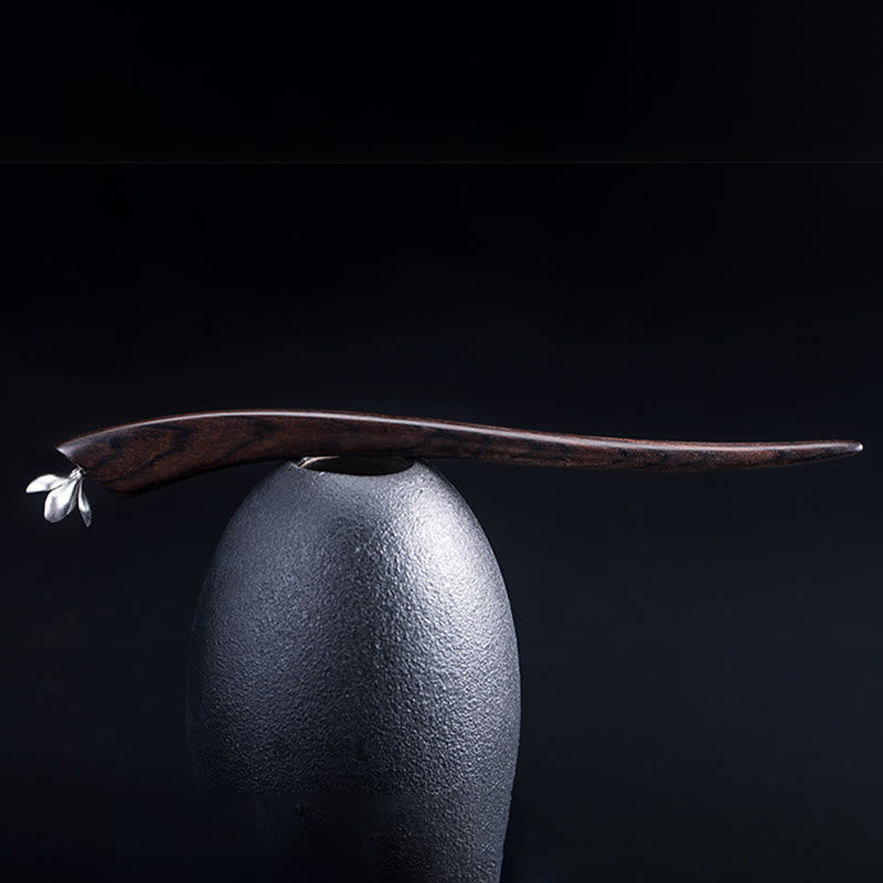 Épingle à cheveux en argent sterling 925 et fleur de magnolia en ébène | Cadeau de bénédiction