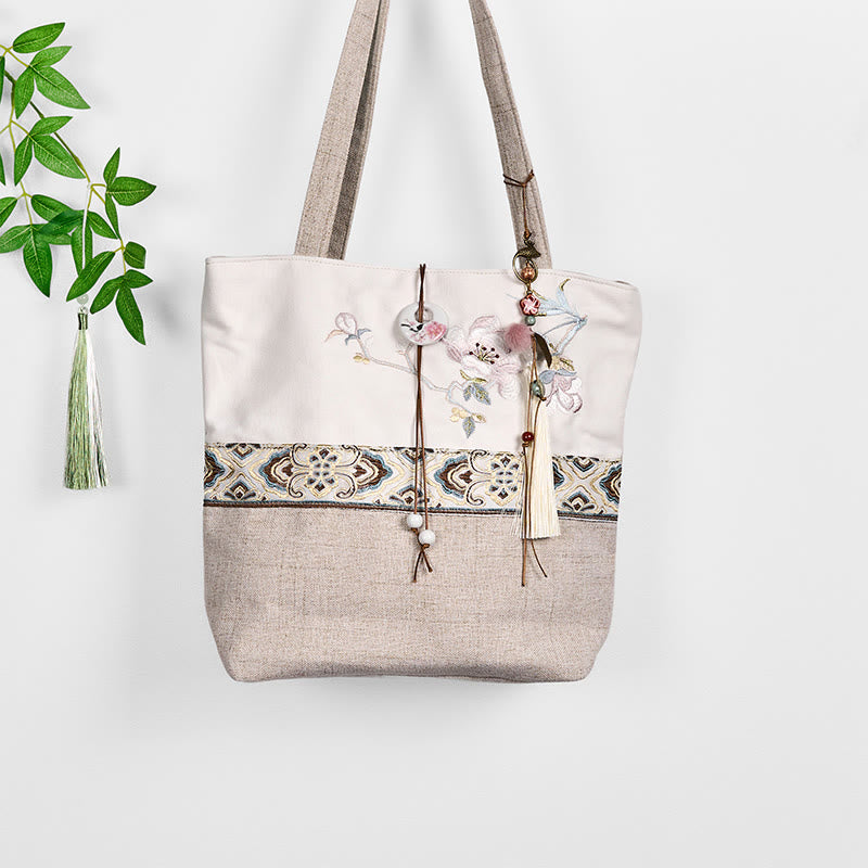 Sac de yoga en toile polyester brodée Magnolia | Durable et élégant