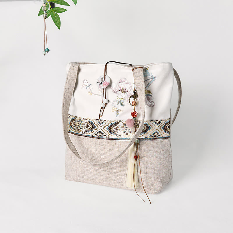 Sac de yoga en toile polyester brodée Magnolia | Durable et élégant