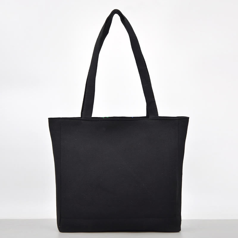 Sac en toile brodé Magpie avec pivoines et chrysanthèmes