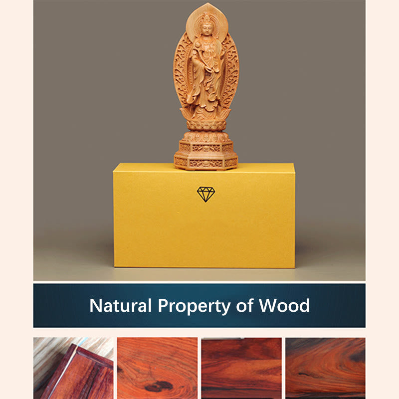 Mahasthamaprapta Bodhisattva Statue de Bouddha optimiste en bois de thuya