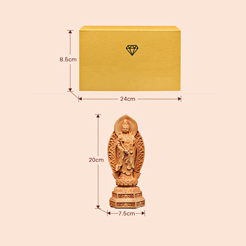 Mahasthamaprapta Bodhisattva Statue de Bouddha optimiste en bois de thuya