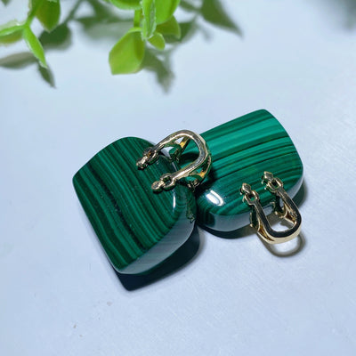 Pendentif de sac à main en malachite 1 po, cristal poli de guérison
