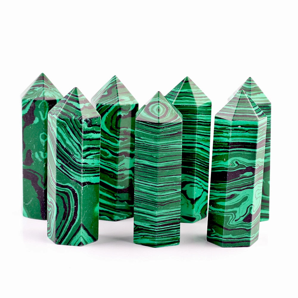 Tour de cristal de guérison énergétique de l'âme en malachite